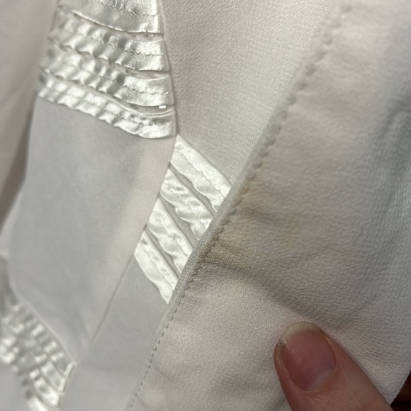 TALLY TAYLOR/CATO 22w sheer white jacket with ribbons/buttons, white skirt - Picture 8 of 11